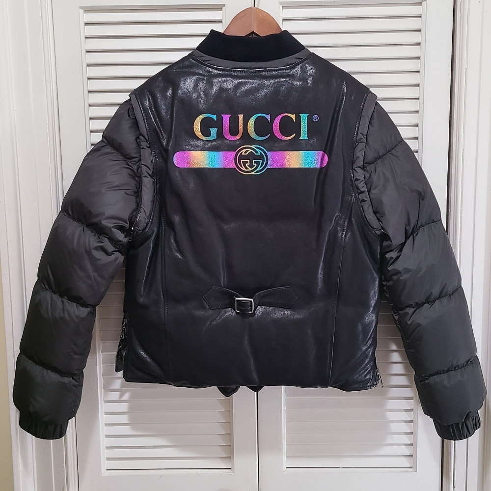 Gucci leather goose down puffer coat
